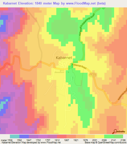 Kabarnet,Kenya Elevation Map