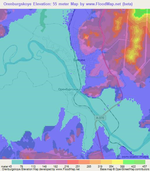 Orenburgskoye,Russia Elevation Map