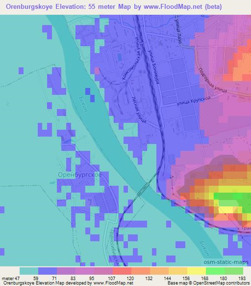 Orenburgskoye,Russia Elevation Map