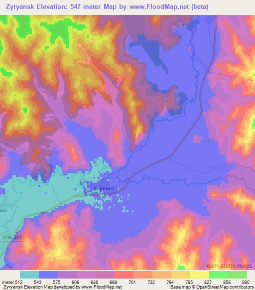 Zyryansk,Russia Elevation Map