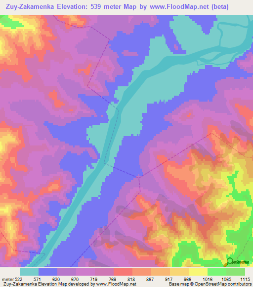 Zuy-Zakamenka,Russia Elevation Map