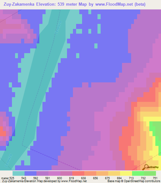 Zuy-Zakamenka,Russia Elevation Map