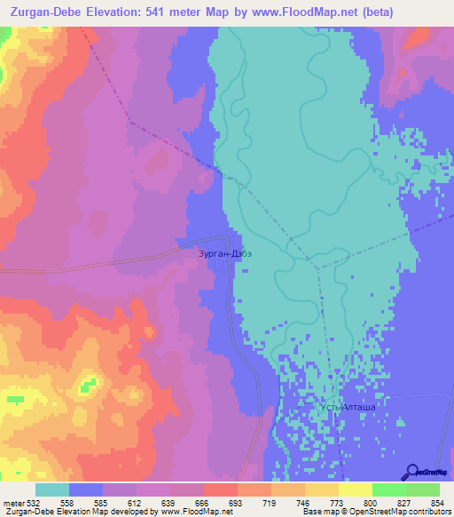 Zurgan-Debe,Russia Elevation Map