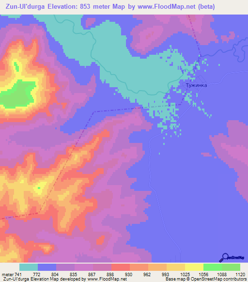 Zun-Ul'durga,Russia Elevation Map