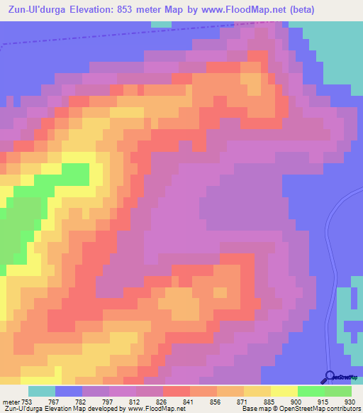 Zun-Ul'durga,Russia Elevation Map