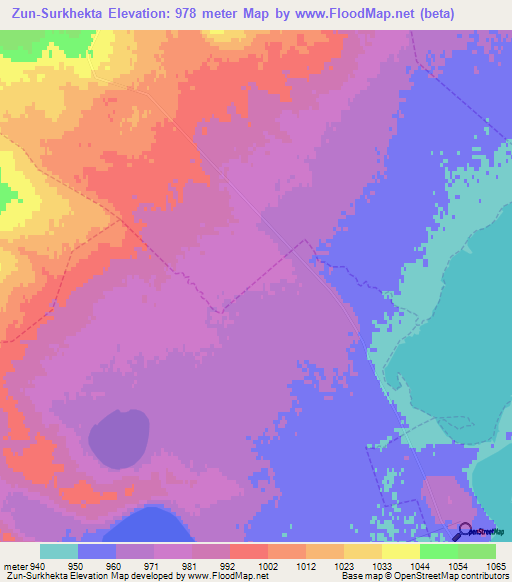 Zun-Surkhekta,Russia Elevation Map