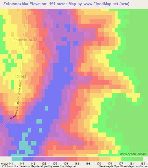 Zolotonozhka,Russia Elevation Map