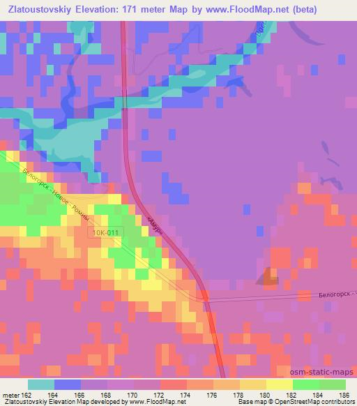 Zlatoustovskiy,Russia Elevation Map