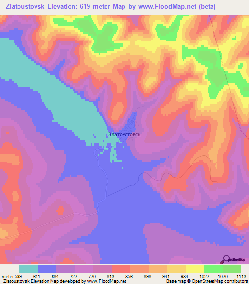 Zlatoustovsk,Russia Elevation Map