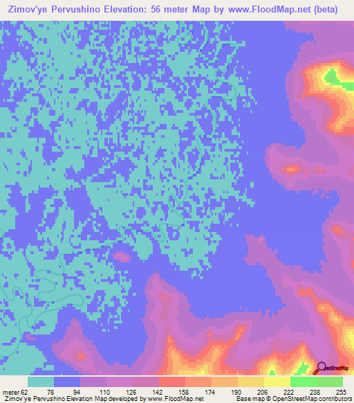 Zimov'ye Pervushino,Russia Elevation Map