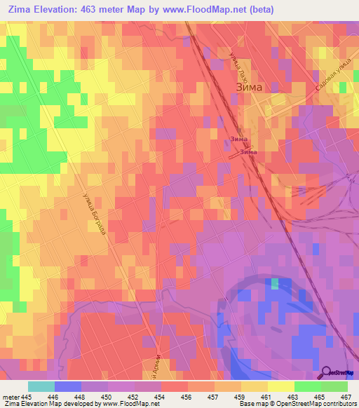 Zima,Russia Elevation Map