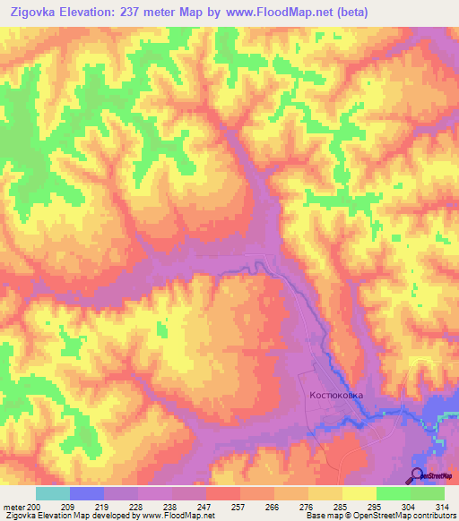 Zigovka,Russia Elevation Map