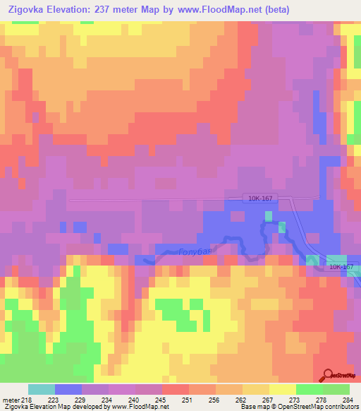 Zigovka,Russia Elevation Map