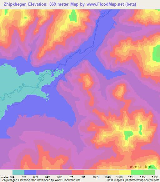 Zhipkhegen,Russia Elevation Map