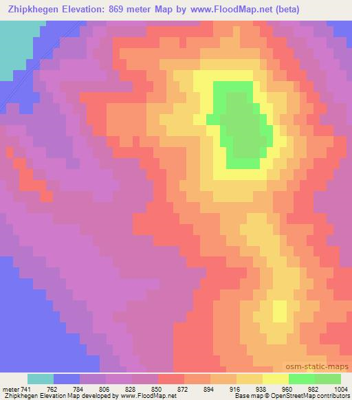 Zhipkhegen,Russia Elevation Map