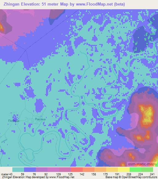 Zhingan,Russia Elevation Map