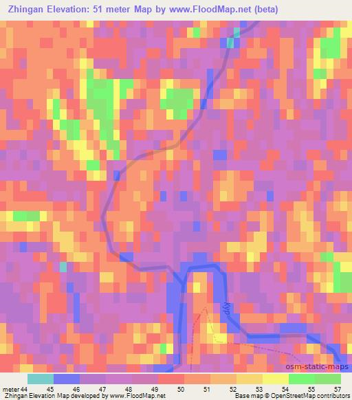 Zhingan,Russia Elevation Map