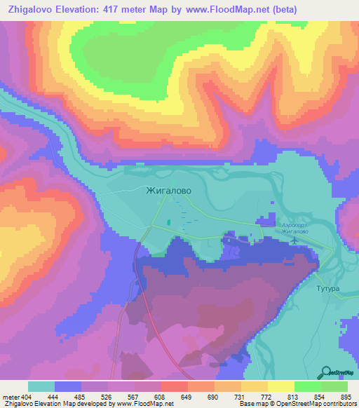 Zhigalovo,Russia Elevation Map