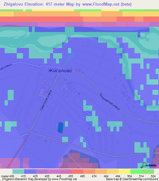 Zhigalovo,Russia Elevation Map