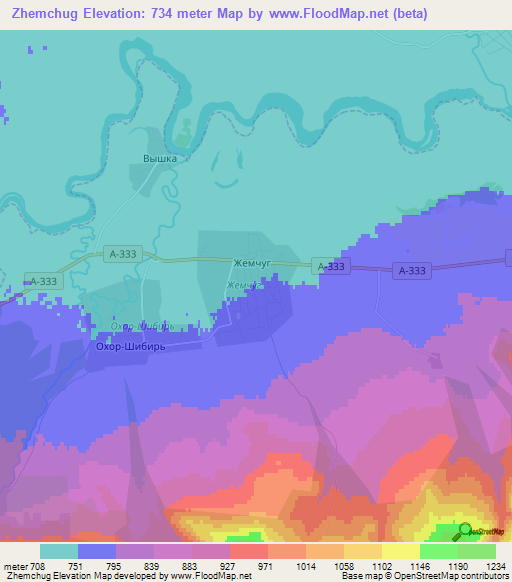 Zhemchug,Russia Elevation Map