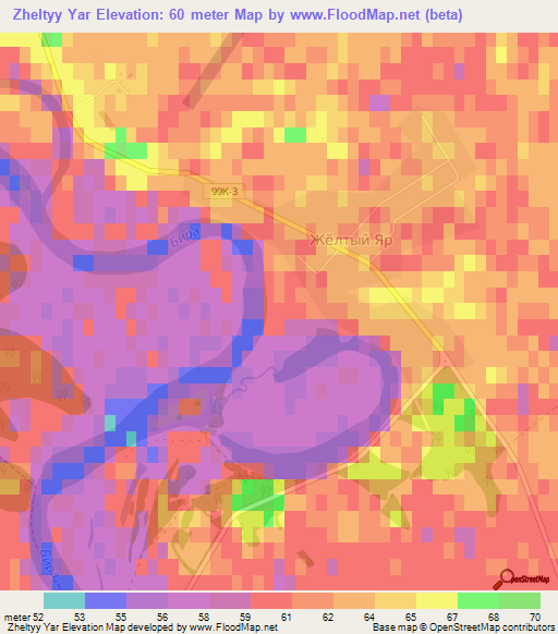 Zheltyy Yar,Russia Elevation Map