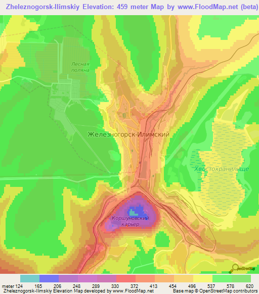 Zheleznogorsk-Ilimskiy,Russia Elevation Map