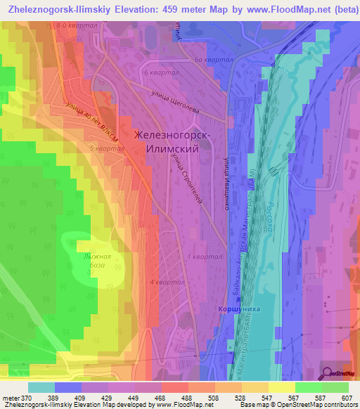 Zheleznogorsk-Ilimskiy,Russia Elevation Map