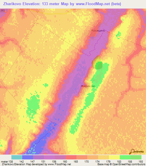 Zharikovo,Russia Elevation Map