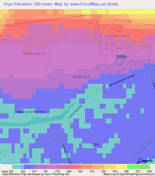 Zeya,Russia Elevation Map