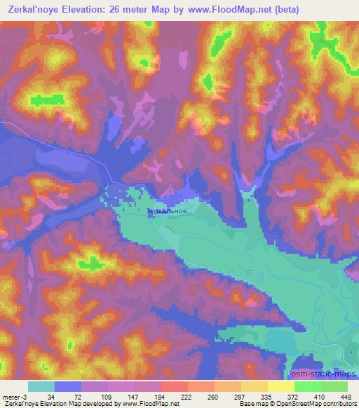 Zerkal'noye,Russia Elevation Map