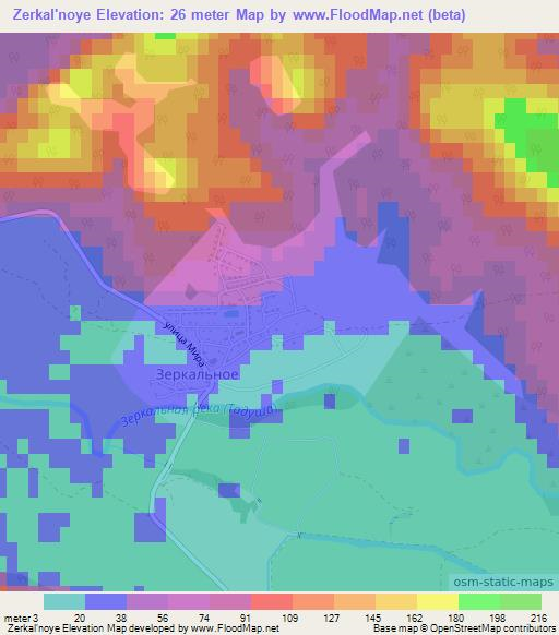 Zerkal'noye,Russia Elevation Map