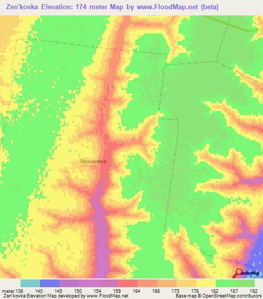 Zen'kovka,Russia Elevation Map