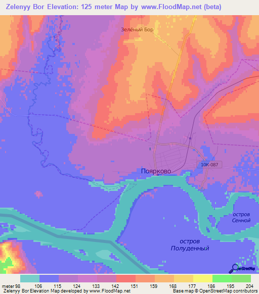 Zelenyy Bor,Russia Elevation Map