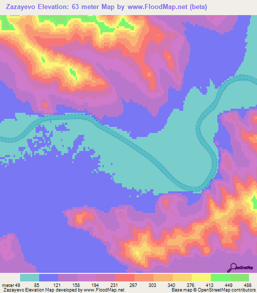 Zazayevo,Russia Elevation Map