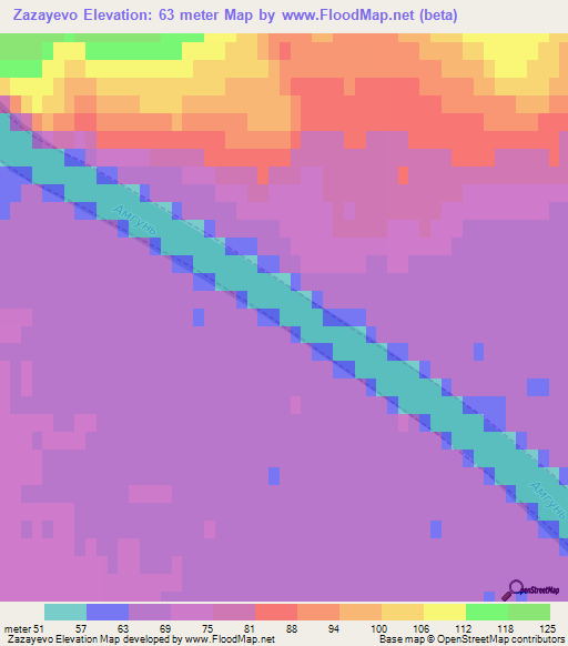 Zazayevo,Russia Elevation Map