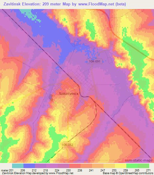 Zavitinsk,Russia Elevation Map