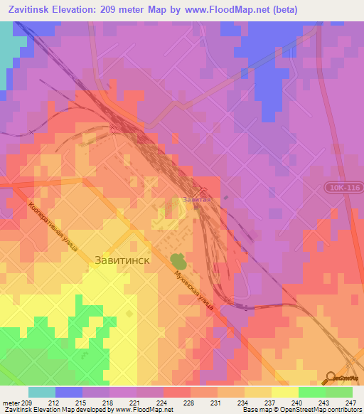 Zavitinsk,Russia Elevation Map