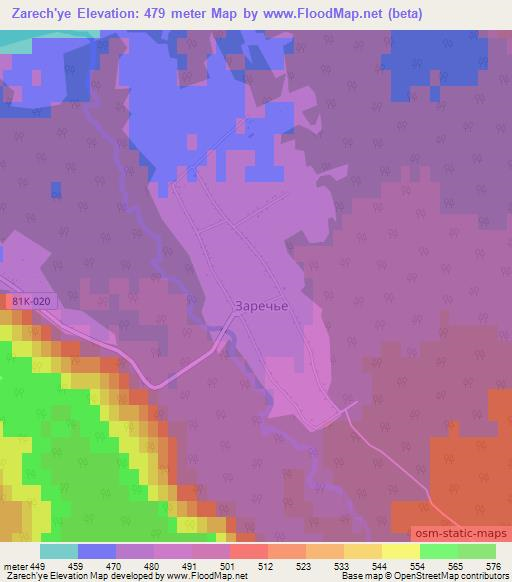 Zarech'ye,Russia Elevation Map