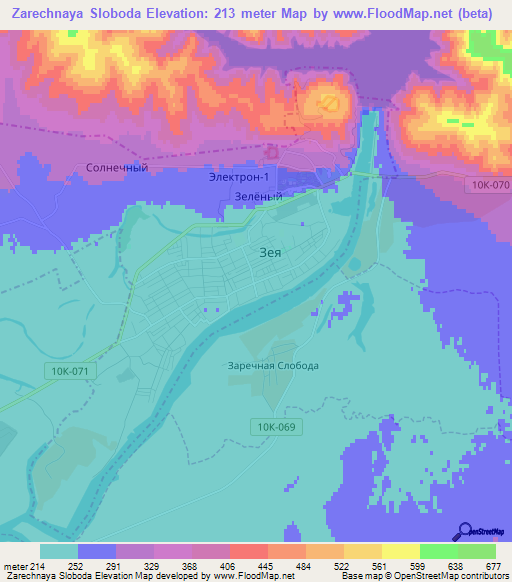 Zarechnaya Sloboda,Russia Elevation Map