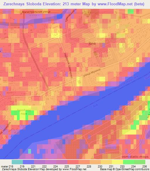 Zarechnaya Sloboda,Russia Elevation Map