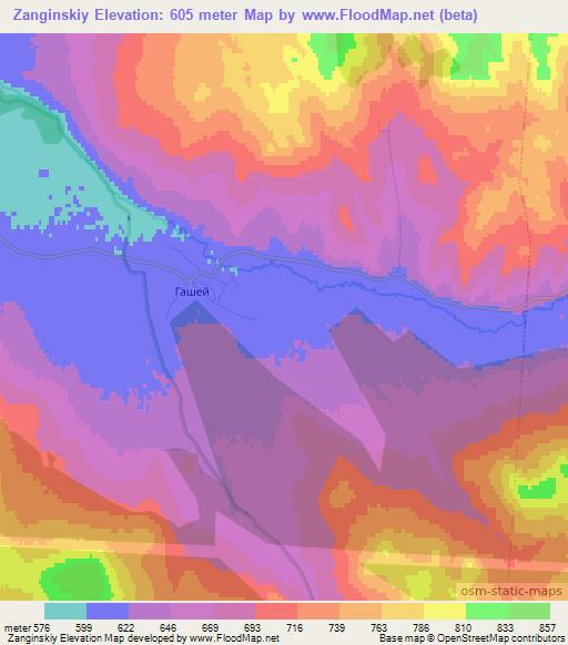 Zanginskiy,Russia Elevation Map