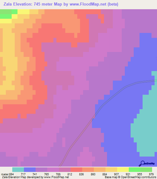 Zala,Russia Elevation Map