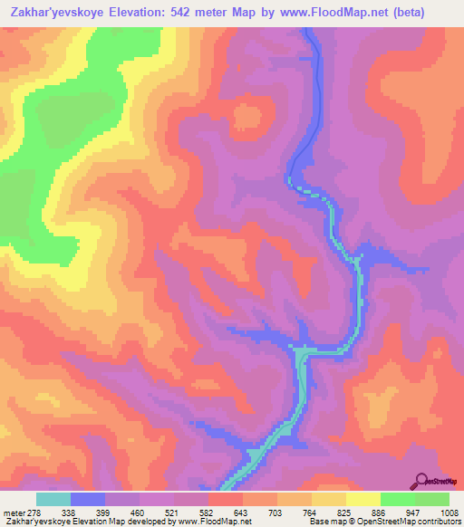 Zakhar'yevskoye,Russia Elevation Map