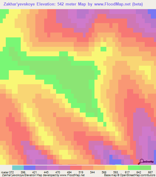 Zakhar'yevskoye,Russia Elevation Map