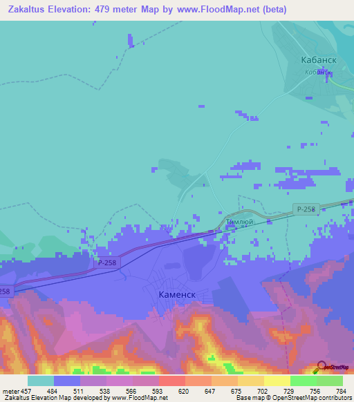 Zakaltus,Russia Elevation Map