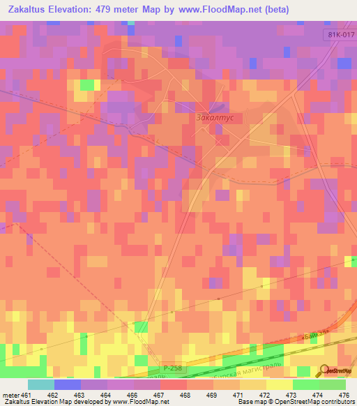 Zakaltus,Russia Elevation Map