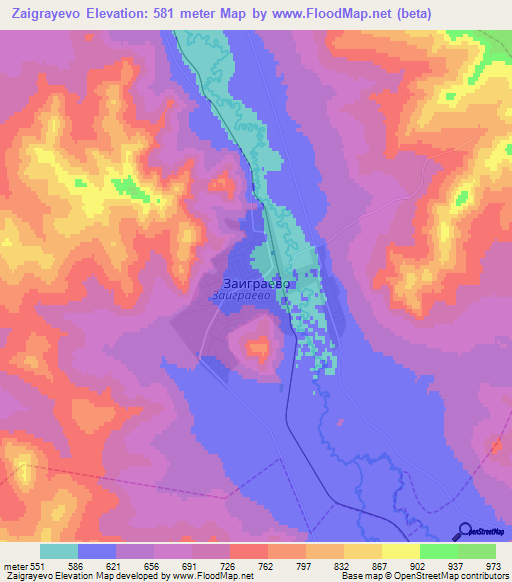 Zaigrayevo,Russia Elevation Map