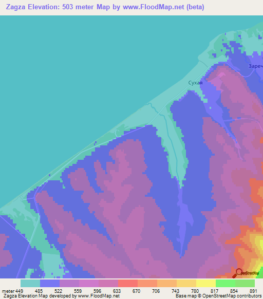 Zagza,Russia Elevation Map