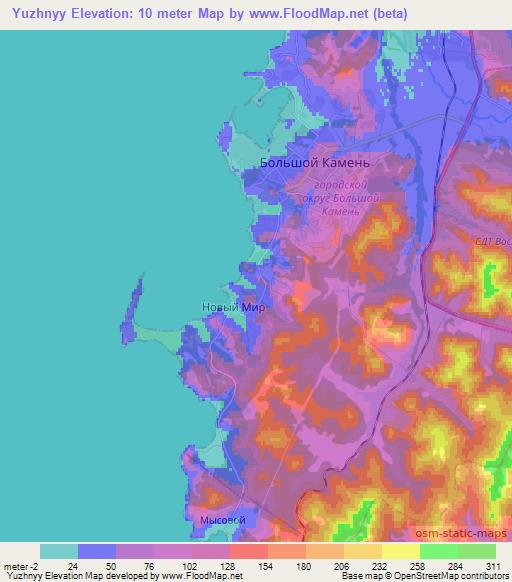 Yuzhnyy,Russia Elevation Map