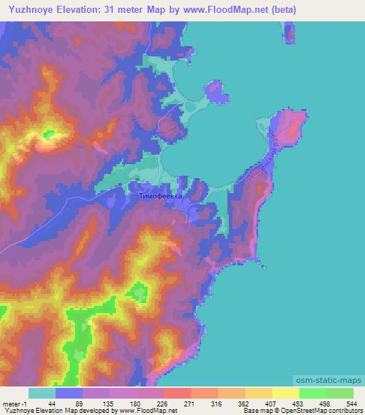 Yuzhnoye,Russia Elevation Map